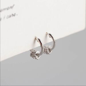 NEW 925 Sterling Silver Diamond Circle Hoops Earrings